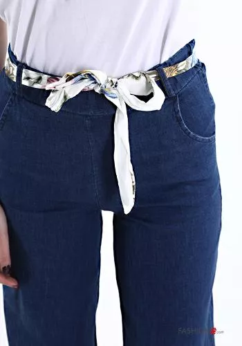  Jeans in Cotone con tasche con nastro 