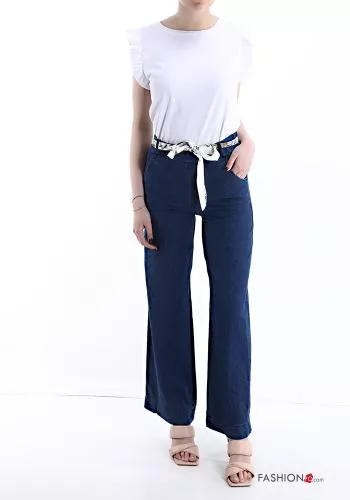  Cotton Jeans with pockets with ribbon