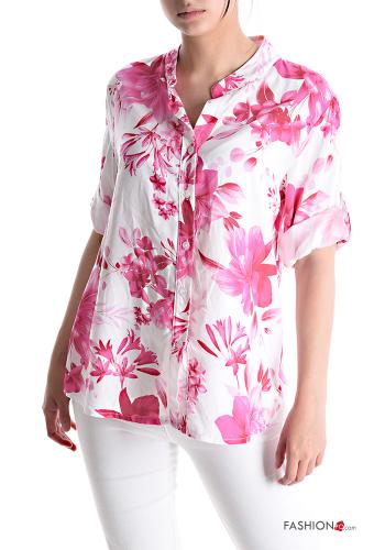  Floral short sleeve Shirt  Fucsia