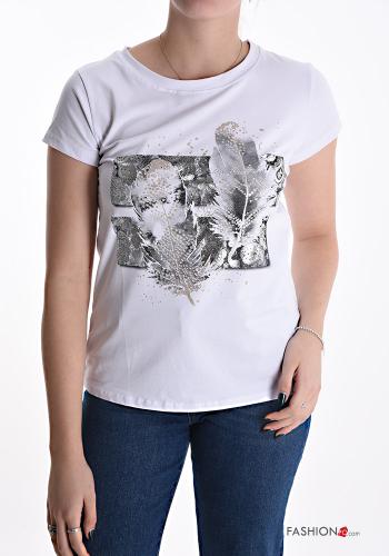  T-shirt in Cotone Fantasia stampata  Nero
