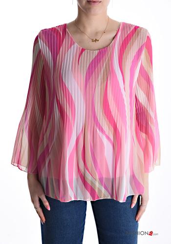  Patterned pleated Blouse with lining