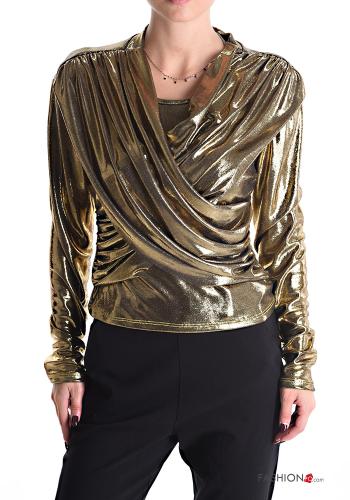  metallic Long sleeved top  Gold