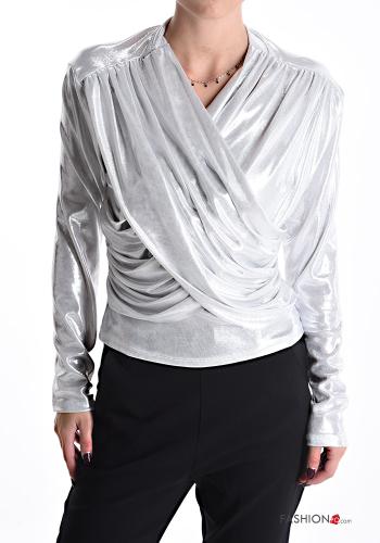  metallic Long sleeved top  White