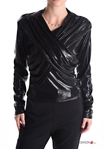  metallic Long sleeved top  Black