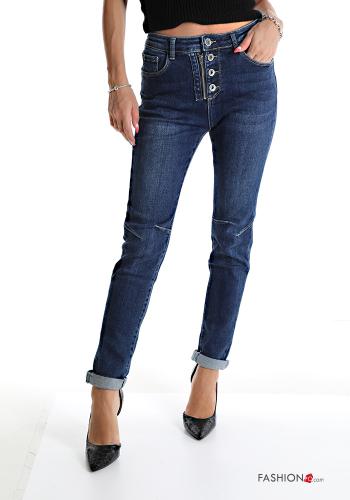  Jeans aus Baumwolle mit Knöpfen mit Reißverschluss mit Taschen