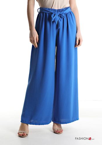  high waist wide leg Trousers with elastic with sash