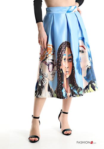  Patterned balloon midi Skirt with pockets