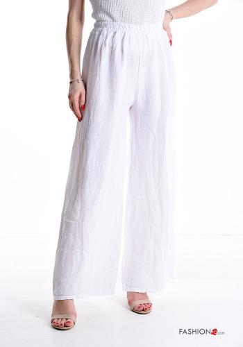  Linen Trousers with elastic White