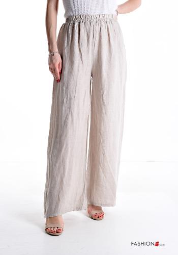  Linen Trousers with elastic Beige
