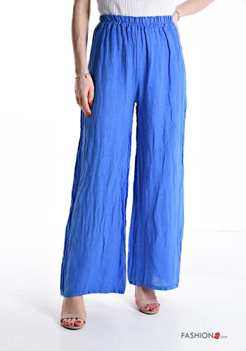  Linen Trousers with elastic Savoy blue
