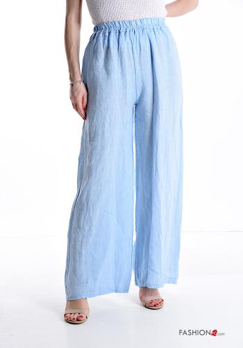 Linen Trousers with elastic Light -blue