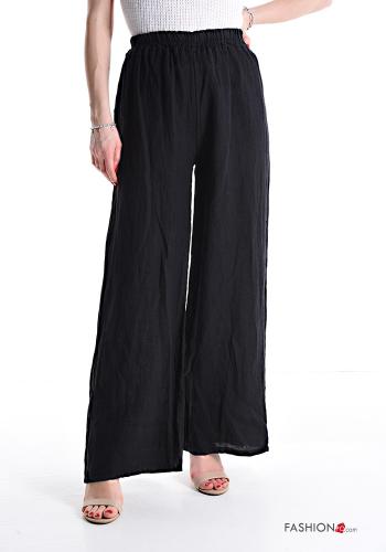  Linen Trousers with elastic Black