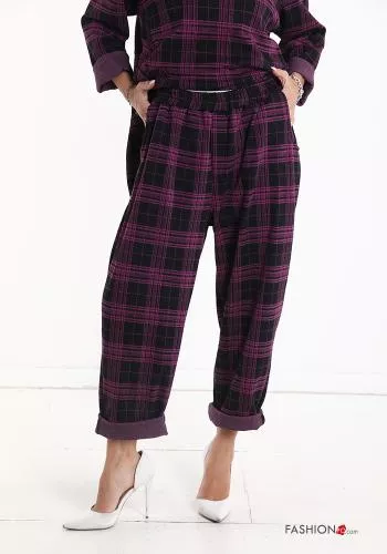  Tartan Cotton Co-ord with pockets with elastic