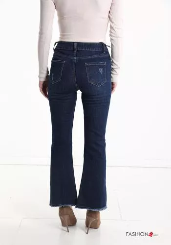  flared skinny Cotton Jeans with pockets with fringe