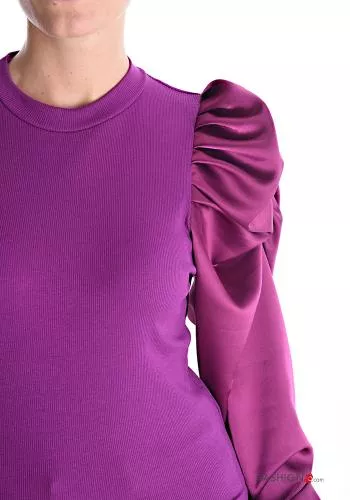  puff sleeve crew neck Long sleeved top 
