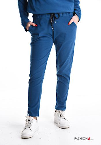  Pantalones deportivos de Algodón con cordón con bolsillos con elástico 