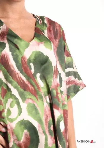  Abstract print Blouse with v-neck