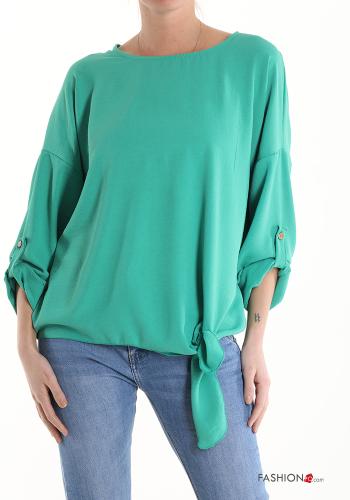  Bluse mit knoten 3/4 ärmel
