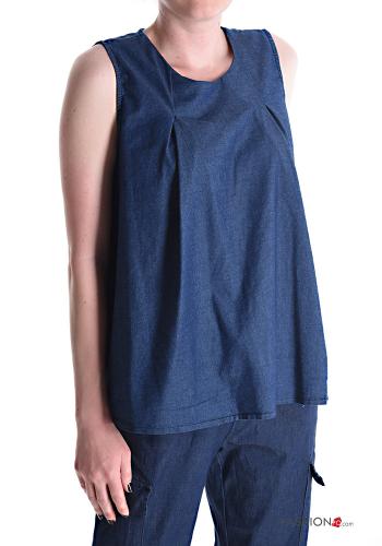  denim sleeveless Cotton Blouse  Denim
