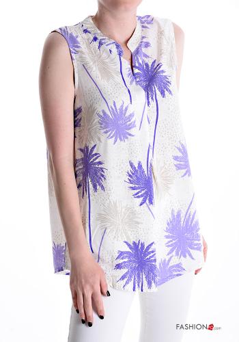  Patterned sleeveless Blouse with v-neck Lilac