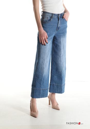  Jeans en Coton évasé avec poches  Bleu denim