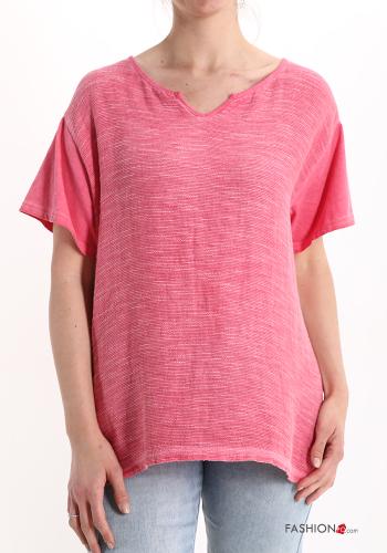  v-neck Cotton T-shirt  Fucsia