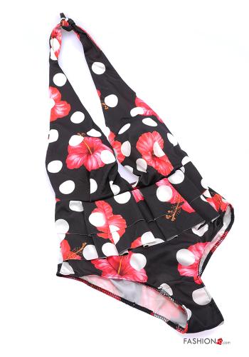  Graphic Print Swimsuit with flounces