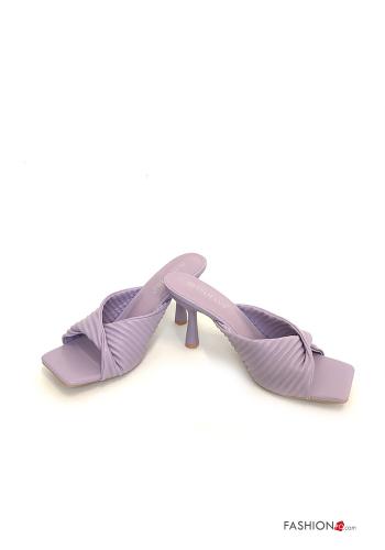  faux leather open toe Heeled shoes  Lilac