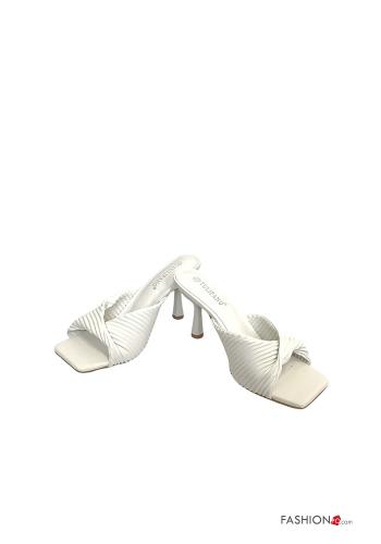  faux leather open toe Heeled shoes  White