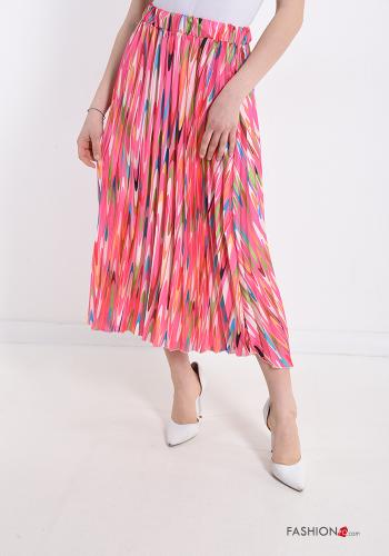  Multicoloured pleated Skirt  Fucsia