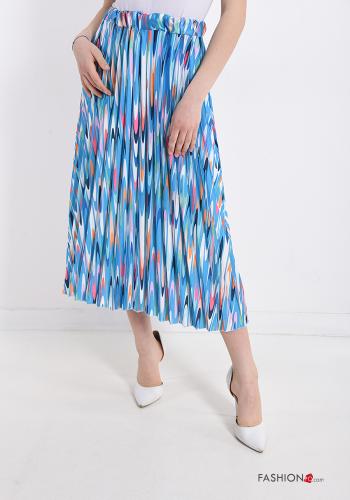  Multicoloured pleated Skirt  Blue