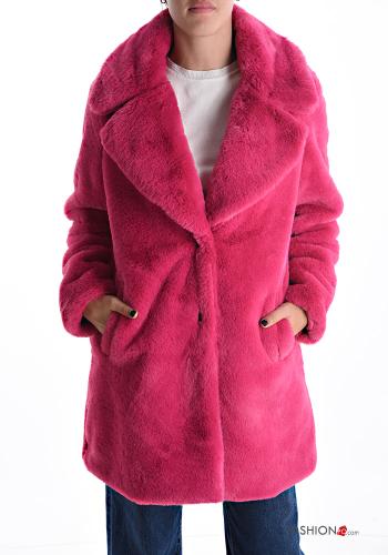  Coat with buttons with lining with pockets Fucsia