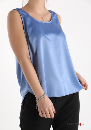  satin Tank-Top  Blue