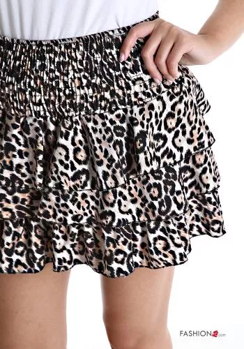  Animal print Mini skirt with flounces
