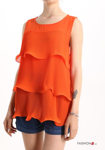  pleated Tank-Top with flounces Orange