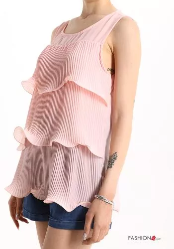  pleated Tank-Top with flounces
