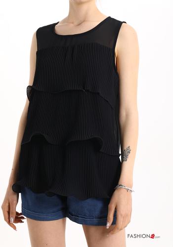  pleated Tank-Top with flounces Black