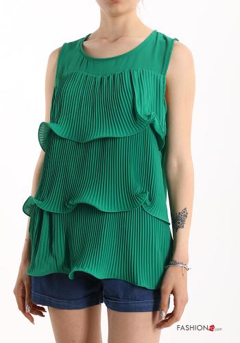  pleated Tank-Top with flounces Jade