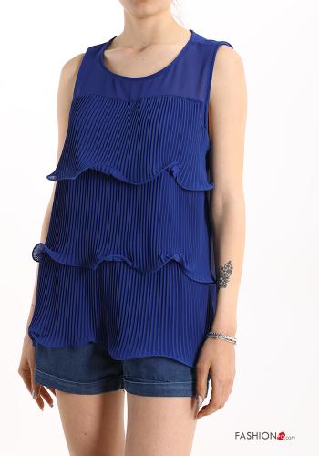  pleated Tank-Top with flounces Blue