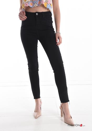  Cotton Jeans with pockets Black