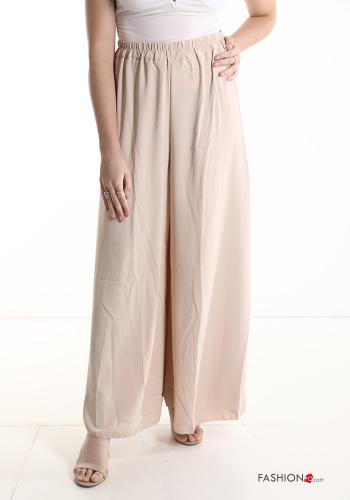  wide leg Trousers with elastic Beige