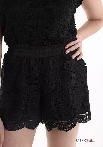 lace trim Cotton Shorts with elastic