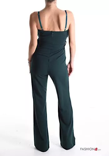  sleeveless Jumpsuit with belt with feathers with zip
