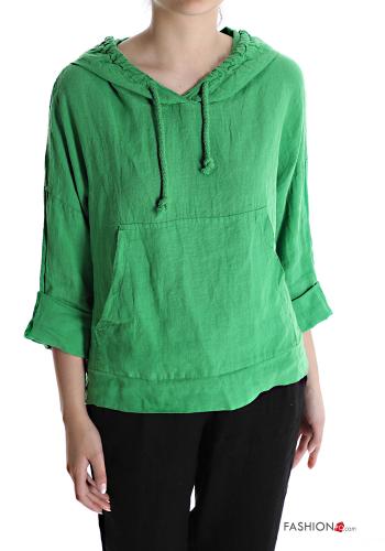 Linen Blouse with pockets with hood