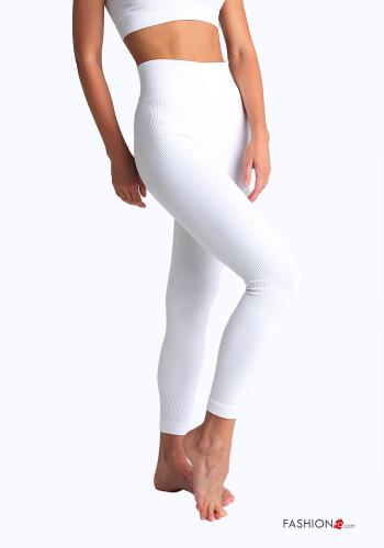  nahtloser Gerippte Leggings  Weiß