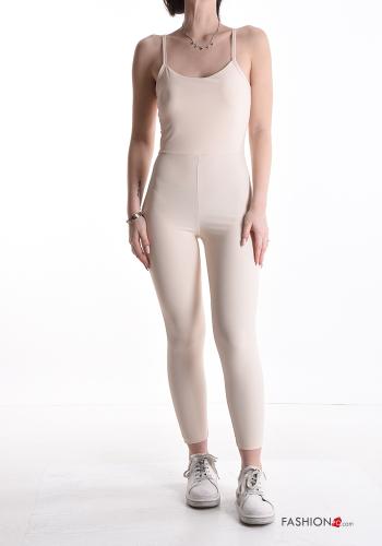  Jumpsuit senza maniche con coppe  Beige