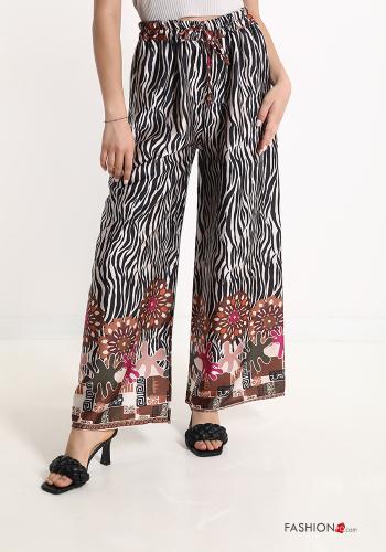  Animal print Trousers with bow Black