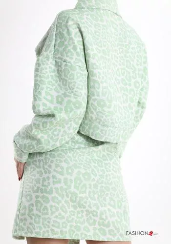  Animal print Cotton Jacket with buttons with pockets