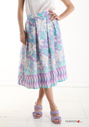  Falda midi Estampado Floral con elástico 