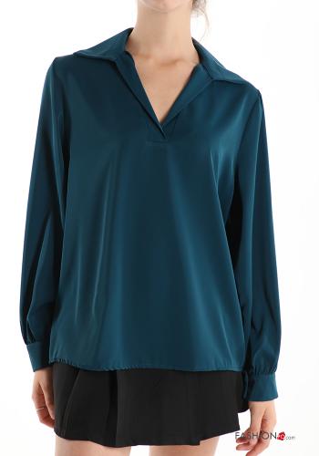  Blouse with v-neck Teal